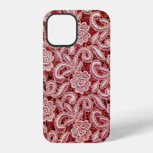 Pink fine lace texture with seamless beautiful vin iPhone 12 case