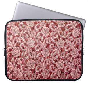 Pink fine lace texture with seamless beautiful vin laptop sleeve