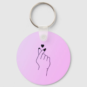 Pink finger heart keychain