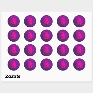 Pink Fingerprint on Purple Classic Round Sticker