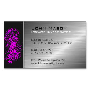Pink Fingerprint PI Investigator Business Card