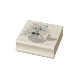 Pink Fins mermaid Rubber Stamp