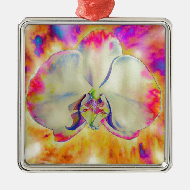Pink Fire Orchid Metal Ornament (Front)