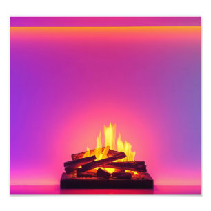 Pink fireplace design photo print