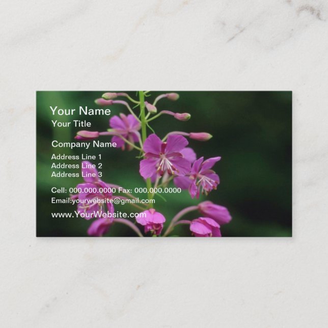 Pink Fireweed flowers Business Card (Front)