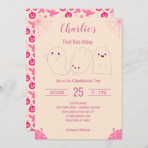 Pink First Boo-thday Custom Halloween Birthday Invitation