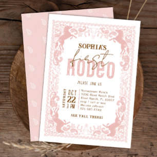 Pink First Rodeo Birthday Invitation – Cowgirl Wes