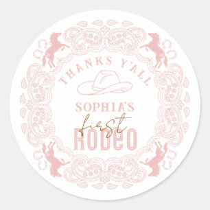 Pink First Rodeo Birthday Party Sticker