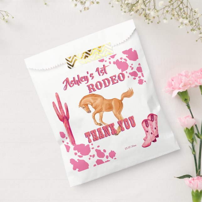 Pink First rodeo cowgirl birthday party thank you Favour Bag (Sealed)