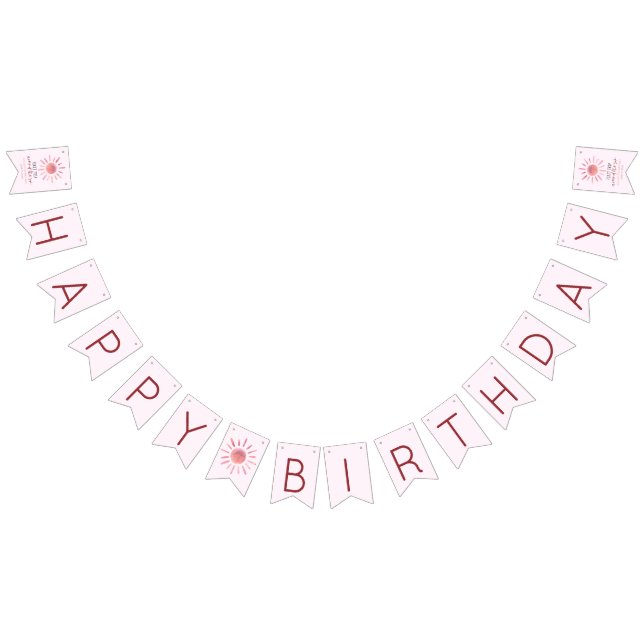 Pink First Trip Around The Sun 1st Birthday Party  Bunting Flags (All)