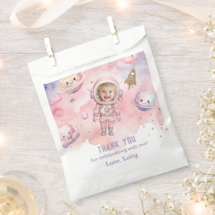 Pink First trip around the sun Space Girl birthday Favour Bag
