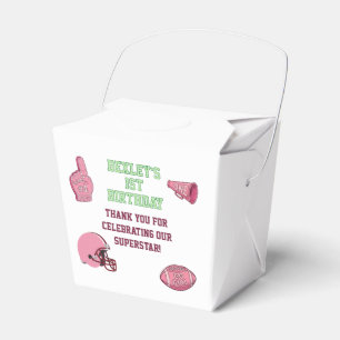 Pink First Year Down US Football 1st Birthday Favor Box