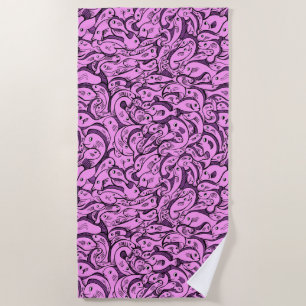 Pink Fish Beach Towel