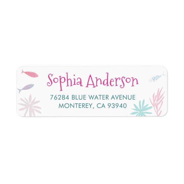 Pink Fish Fun Return Address Label 2 (Front)