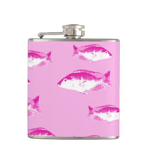 Pink fish hip flask