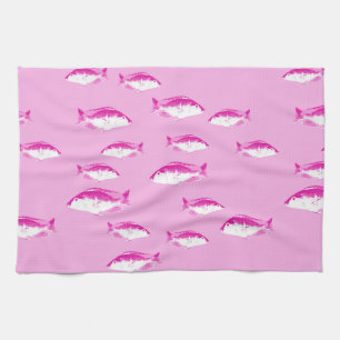 Pink fish kitchen towel