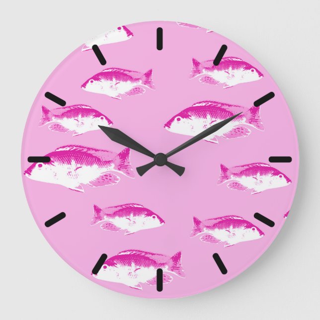 Pink fish large clock (Front)