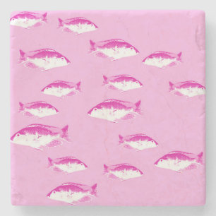 Pink fish stone coaster
