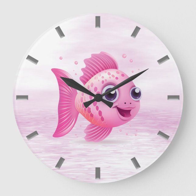 Pink Fish Wall Clock (Front)