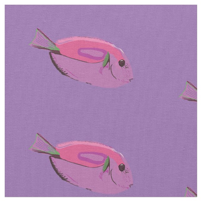 Pink Fishes Pattern, Fish Art Custom Fabric (Close Up)