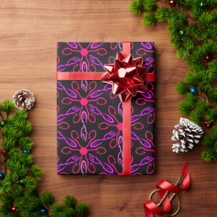 Pink Fishhooks and Purple Fish Pattern Wrapping Paper