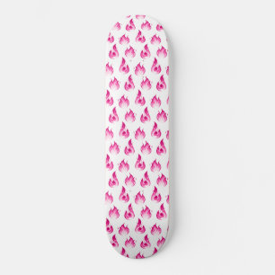 Pink Flames Fire Flame Hot Burning Firefighter Skateboard