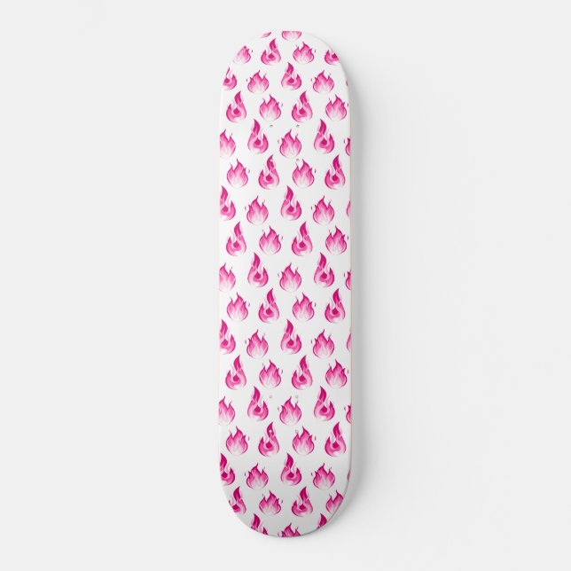 Pink Flames Fire Flame Hot Burning Firefighter Skateboard (Front)