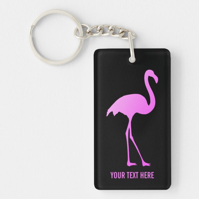 Pink flamigo bird silhouette custom keychain (Front)