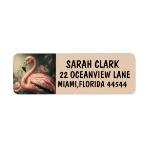 PINK FLAMIMGO ART RETURN ADDRESS LABELS
