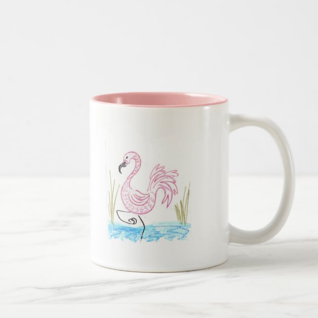 Pink Flamingo #13 Two-Tone Coffee Mug (Right)