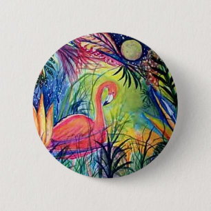 Pink Flamingo 2 Inch Round Button