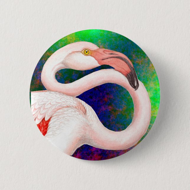 Pink Flamingo 2 Inch Round Button (Front)