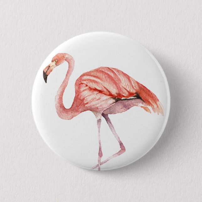 Pink Flamingo 2 Inch Round Button (Front)