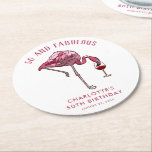 Pink Flamingo 50th Birthday Novelty Swag Round Paper Coaster<br><div class="desc">Cute personalized 50th birthday party flamingo gag coaster. Add your name and message by clicking on the "Personalize" button to create a unique party swag for your celebration. Makes a perfect keepsake for guests to remember this special milestone.</div>