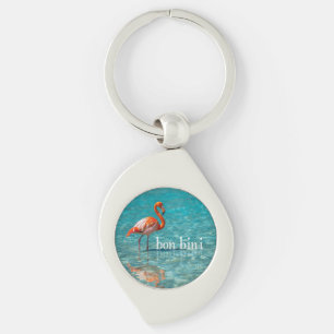 Pink flamingo abc islands keychain