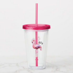 Pink Flamingo Acrylic Tumbler