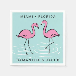 Pink Flamingo Add Names and Location Napkin