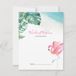 Pink Flamingo and Gingham Baby Shower Advice Cards