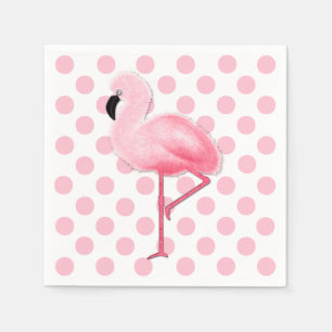 Pink Flamingo and Polka Dot Napkins