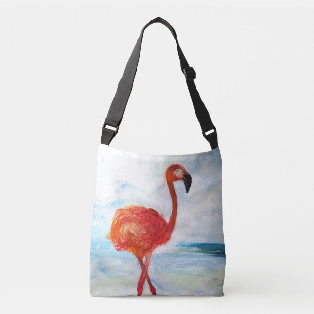 Pink Flamingo Art All-Over-Print Cross Body Bag (Front)
