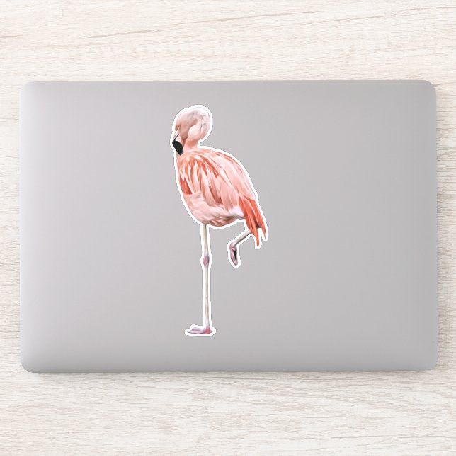 Pink Flamingo Art Bird Sticker (Computer)