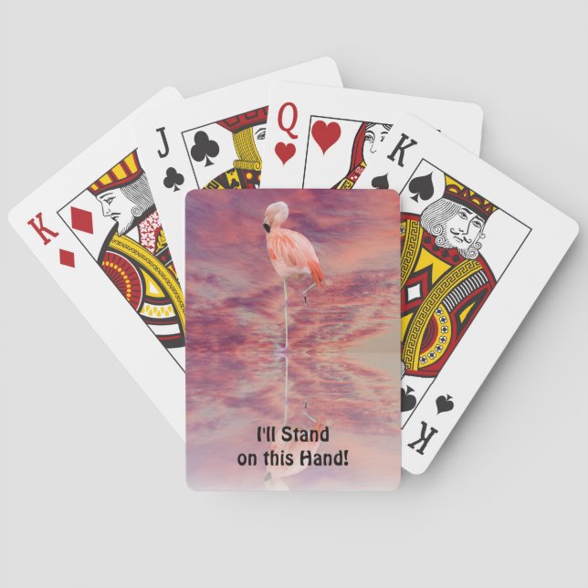Pink Flamingo Art Fun Pun Playing Cards (Back)