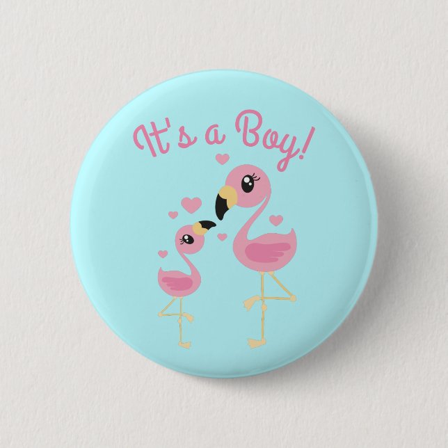 Pink Flamingo Baby Shower 2 Inch Round Button (Front)