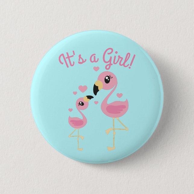 Pink Flamingo Baby Shower 2 Inch Round Button (Front)