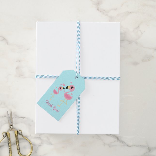Pink Flamingo Baby Shower Gift Tags (With Twine)