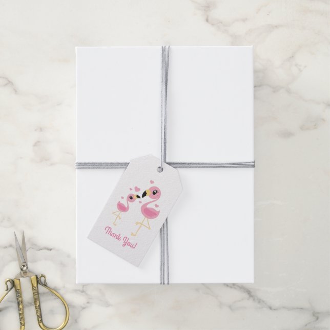 Pink Flamingo Baby Shower Gift Tags (With Twine)