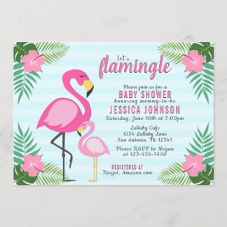 Pink Flamingo Baby Shower Invitation
