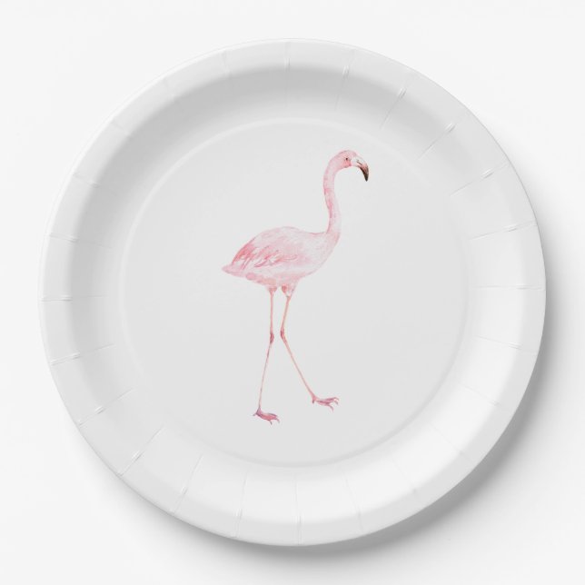 Pink Flamingo Baby Shower Paper Plate (Front)