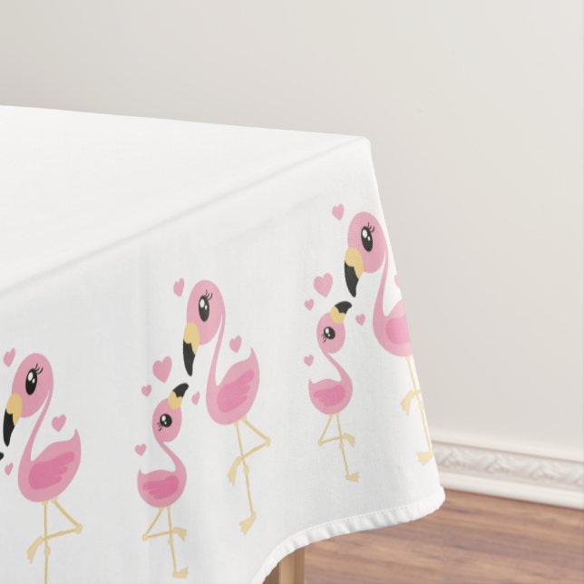 Pink Flamingo Baby Shower Tablecloth (In Situ)