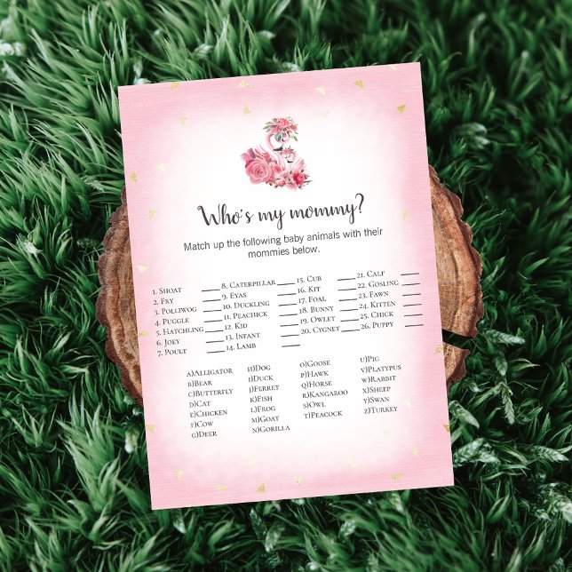 Pink Flamingo Ballerina Who's My Mommy Shower Game Invitation (Creator Uploaded)
